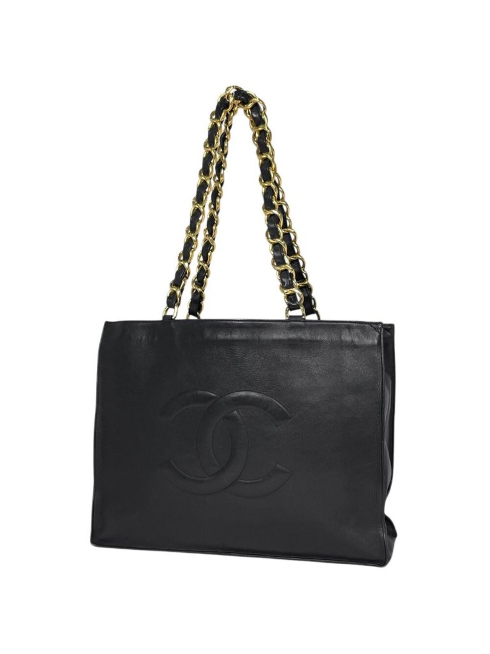 Chanel Tote Bag CC Logo Leather Black